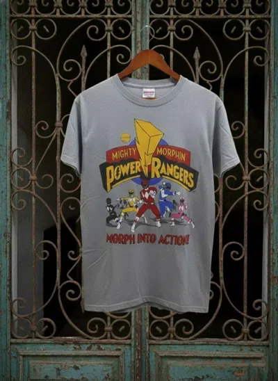 Pre-owned Cartoon Network Vintage Y2k Mighty Morphin Power Rangers T-shirt Gray