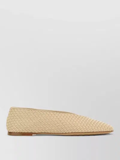 Bottega Veneta Leather Rosa Ballerinas With Flat Sole And Woven Texture In Gold