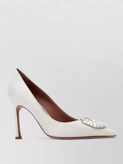 Amina Muaddi Camelia Pumps Embellished Detail Pointed Toe Stiletto In White