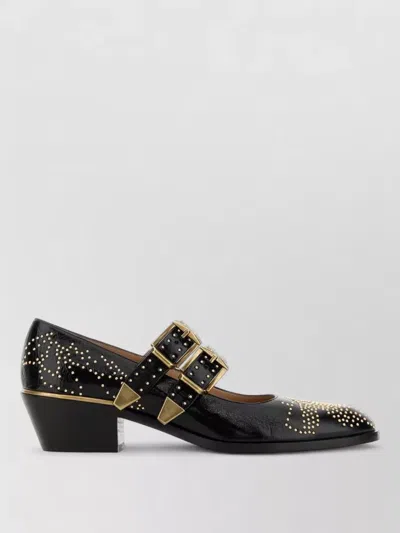Chloé Susan Pumps Low Heel Round Toe Studs In Black