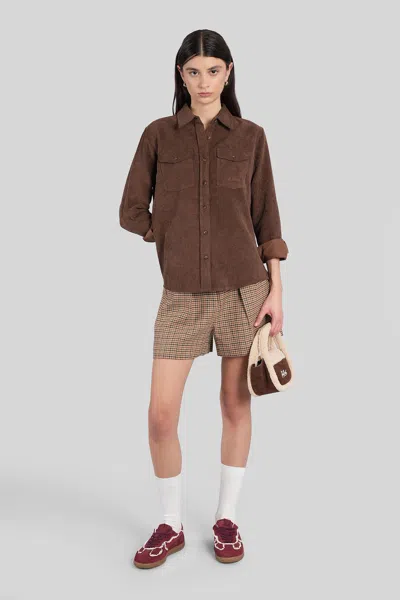 Mc2 Saint Barth Deer Corduroy Shirt In Brown Polyester In Brown