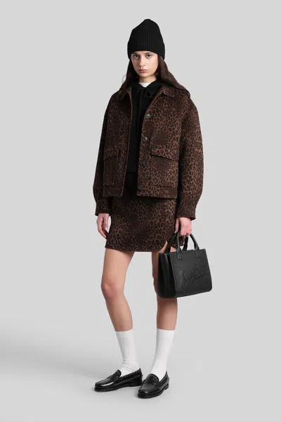 Mc2 Saint Barth Eira Double Skirt In Animalier Wool In Animal Print