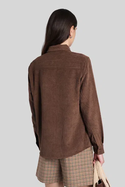 Mc2 Saint Barth Deer Corduroy Shirt In Brown Polyester In Brown