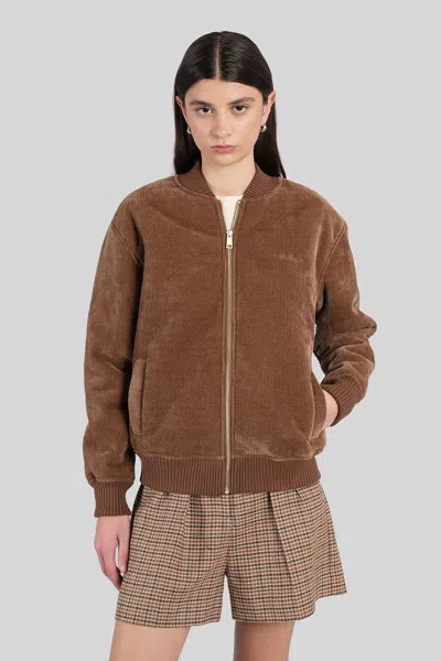 Mc2 Saint Barth Celia Cordue Bomber Jacket In Brown Polyester In Brown