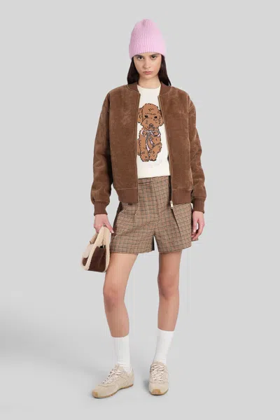 Mc2 Saint Barth Celia Cordue Bomber Jacket In Brown Polyester In Brown