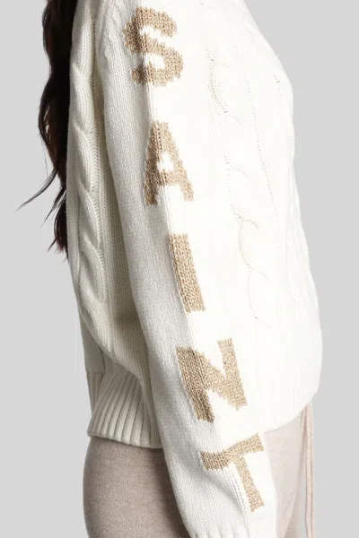 Mc2 Saint Barth Malmo Knitwear In Beige Wool In White