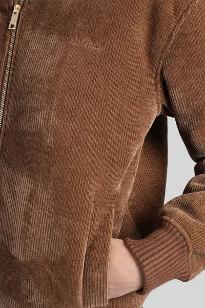 Mc2 Saint Barth Celia Cordue Bomber Jacket In Brown Polyester In Brown