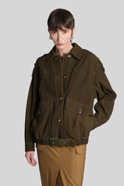 Iro Barrie Leather Jacket In Green Leather In Green