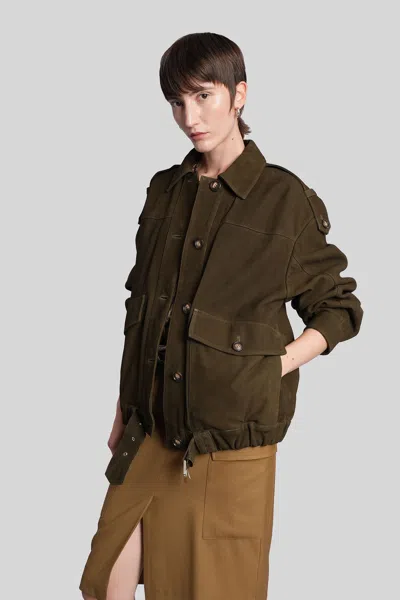 Iro Barrie Leather Jacket In Green Leather In Green