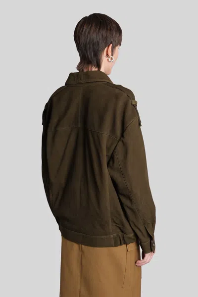 Iro Barrie Leather Jacket In Green Leather In Green