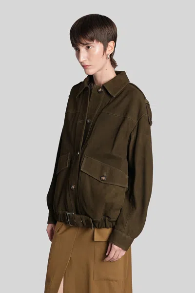 Iro Barrie Leather Jacket In Green Leather In Green