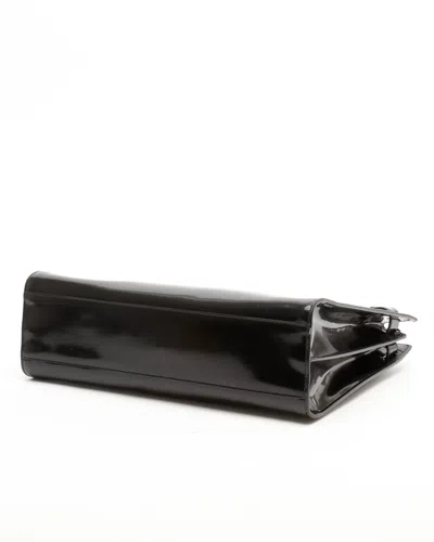 Saint Laurent Leather Handbag With Frontal Logo Print In Black