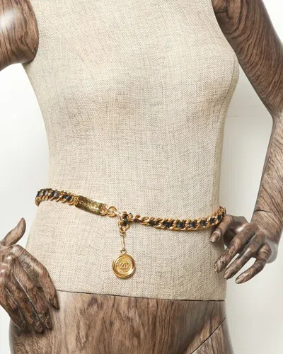Pre-owned Chanel Coco Mark Leather Chain Belt In Multi