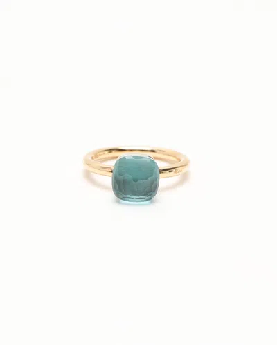 Pomellato Nudo Classic Ring With Blue Topaz In 18k Rose And White Gold In Rose Gold