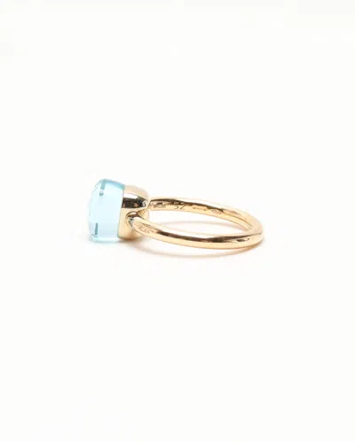 Pomellato Nudo Classic Ring With Blue Topaz In 18k Rose And White Gold In Rose Gold