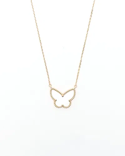 Van Cleef & Arpels Lucky Alhambra Butterfly Mother-of-pearl Necklace In Gold
