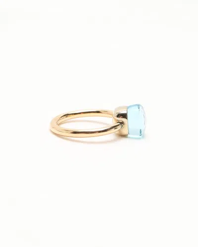 Pomellato Nudo Classic Ring With Blue Topaz In 18k Rose And White Gold In Rose Gold