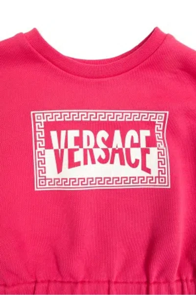 Versace Kids Logo Printed Dress In Pink