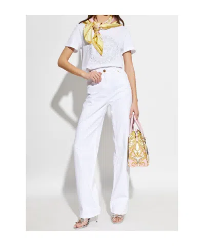 Versace Elevated Jersey T-shirt With Decorative Accents In White