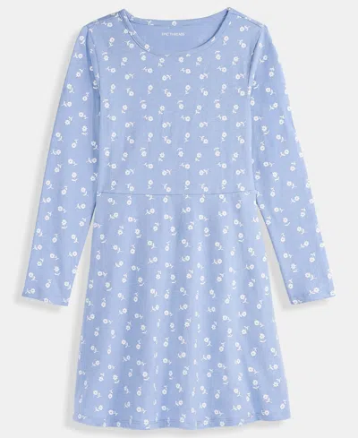 Epic Threads Girls 5-20 Ditsy Floral-print Long-sleeve Dress, Macy's Exclusive In Blue
