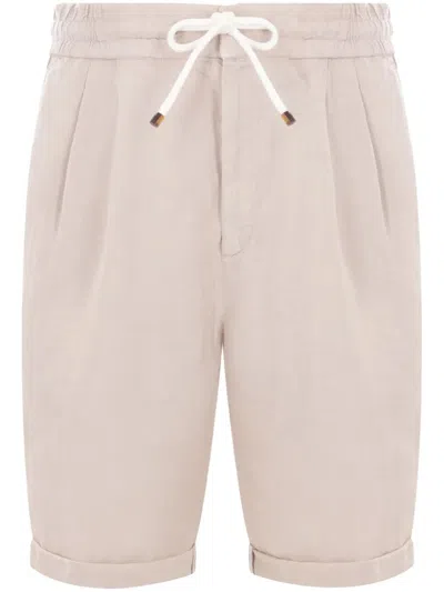 Brunello Cucinelli Relaxed-fit Linen Shorts With Adjustable Drawstring Waist In Neutral