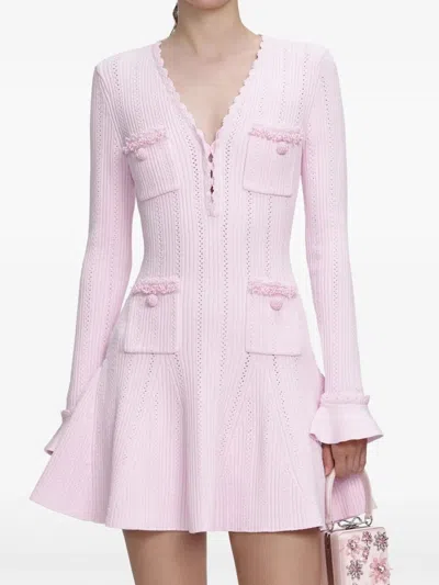 Self-portrait Trim Knit Mini Dress In Pink