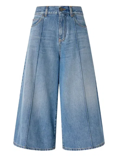 Pinko Seam Wide Leg Denim Jeans In Blue