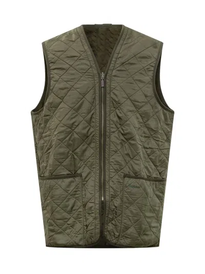 Barbour Green Quilted Vest With Zip Closure In Green