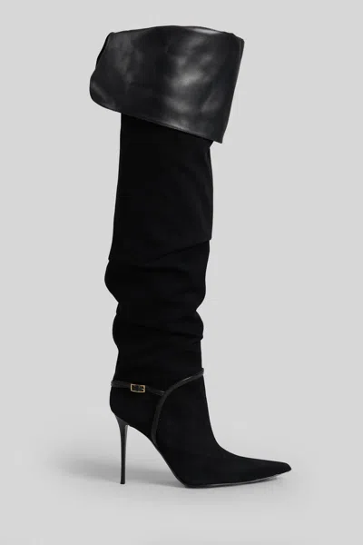 Giuseppe Zanotti Secret High Boot 105 High Heels Boots In Black Suede And Leather In Black
