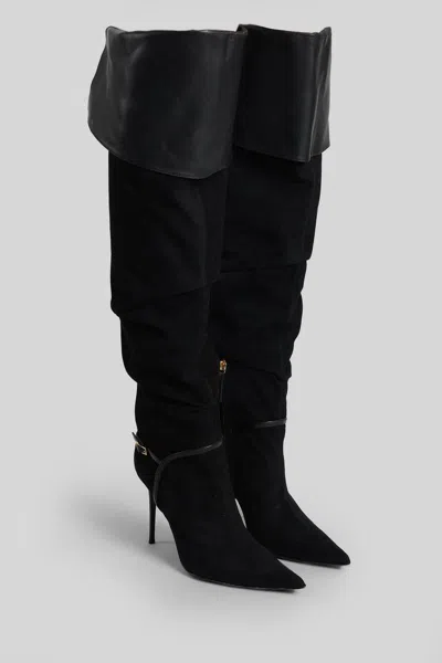 Giuseppe Zanotti Secret High Boot 105 High Heels Boots In Black Suede And Leather In Black