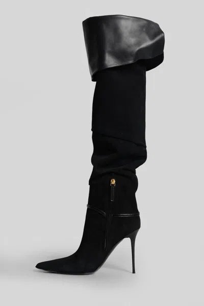 Giuseppe Zanotti Secret High Boot 105 High Heels Boots In Black Suede And Leather In Black