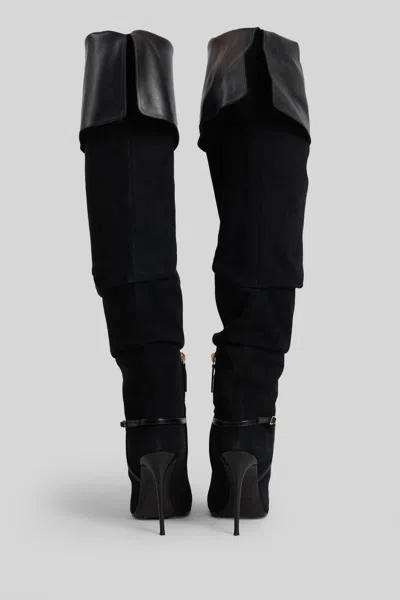 Giuseppe Zanotti Secret High Boot 105 High Heels Boots In Black Suede And Leather In Black