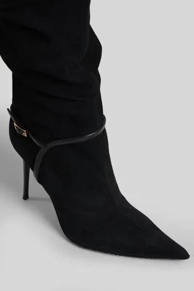 Giuseppe Zanotti Secret High Boot 105 High Heels Boots In Black Suede And Leather In Black