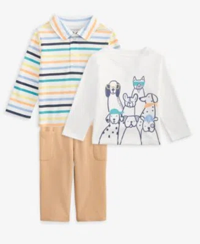 First Impressions Baby Boys Toddler 2t 4t Striped Polo Shirt Stylish Pups T Shirt Cargo Pants Macys Exclusive In White