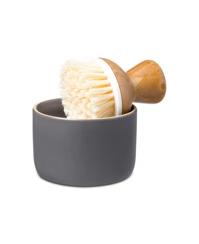 Full Circle Bubble Up Set Soap Dispenser Dish Brush Set In Gray