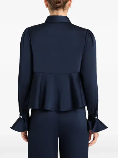 Cinq À Sept Isaure Satin Button-front Blouse In Blue