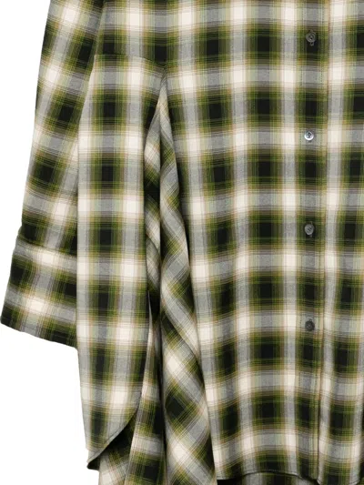 Monse Cascade Front Shirt Dress In Green