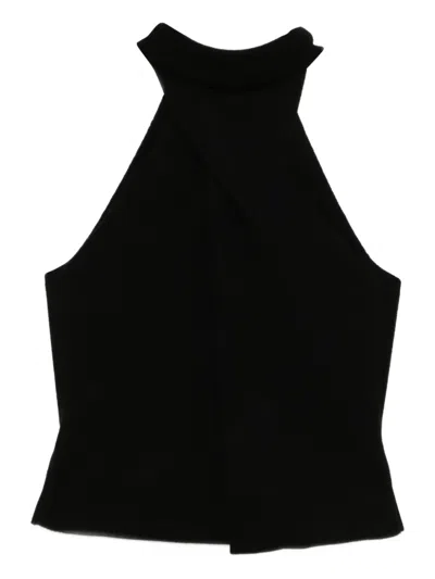 Monse Twisted Roll Neck Top In Black