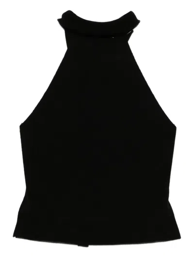 Monse Twisted Roll Neck Top In Black