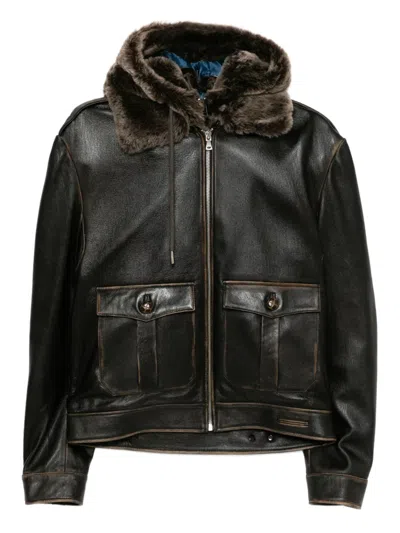 Monse Leather Bomber Jacket In Black