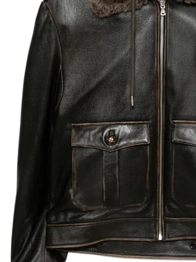 Monse Leather Bomber Jacket In Black