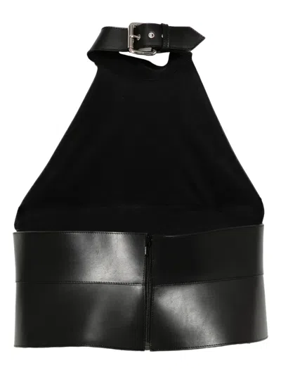 Monse Leather Halter Top In Black