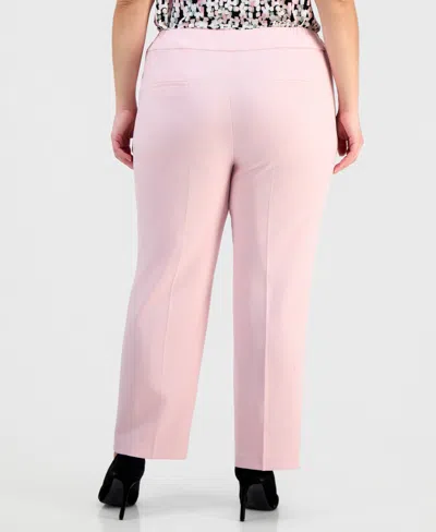 Kasper Plus Size Core Julia Stretch Mid-rise Straight-leg Pants In Pink