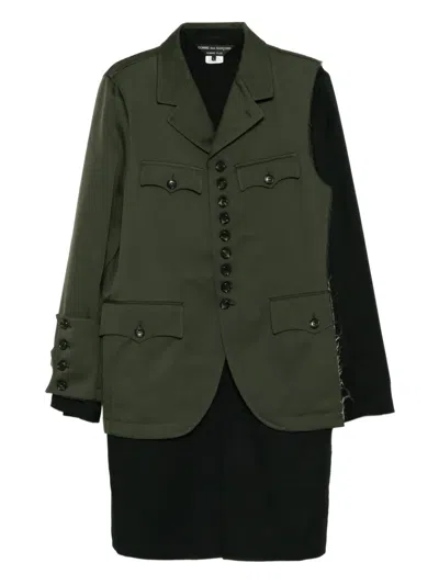 Comme Des Garçons Homme Deux Button-up Layered Coat In Green