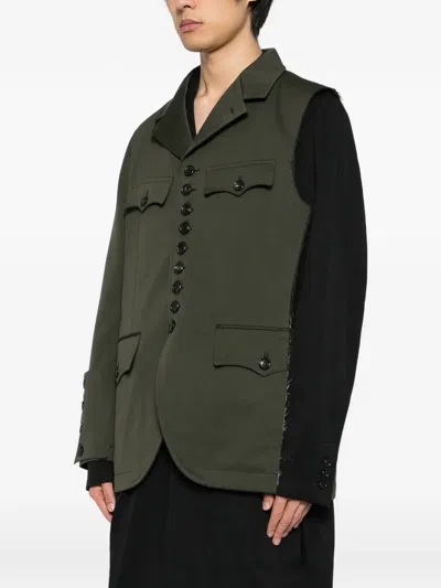 Comme Des Garçons Homme Deux Button-up Layered Coat In Green
