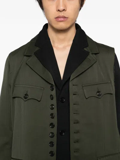 Comme Des Garçons Homme Deux Button-up Layered Coat In Green