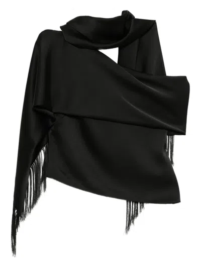 Monse Asymmetric Scarf Top In Black