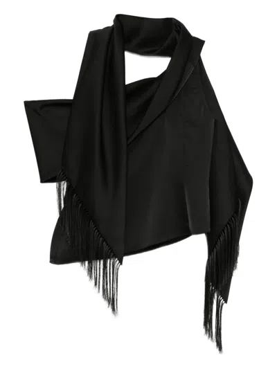Monse Asymmetric Scarf Top In Black
