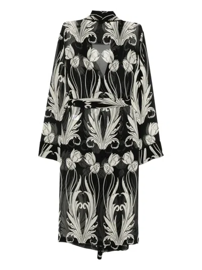 Monse Piped Robe Coat In Black