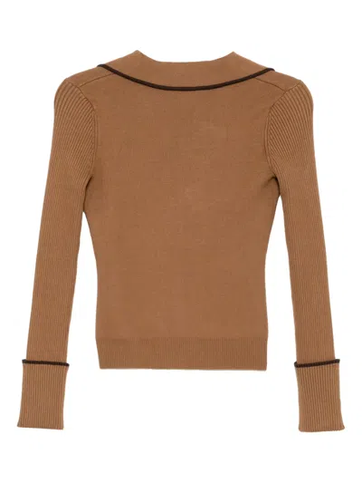 Monse Knitted Polo Top In Brown
